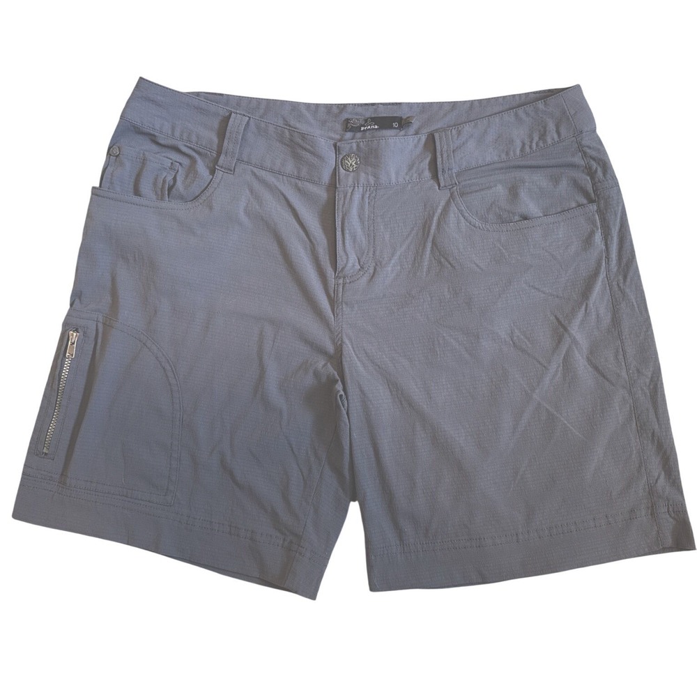 Prana Shorts Women's Size 10 Gray Stretch Nylon Spandex Hiking Athletic (read)